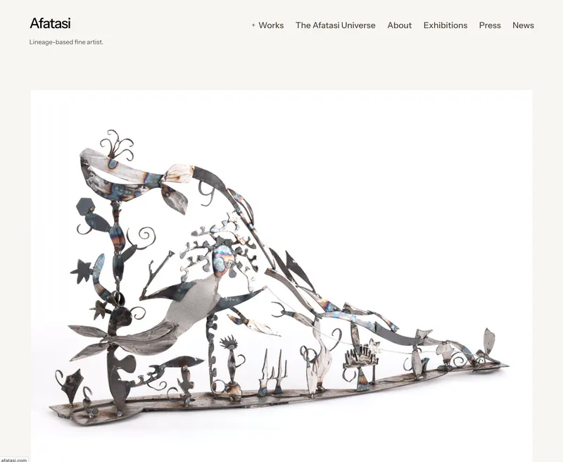 An individual artwork page from an artist site built on Artwork Registry, showing a single sculpture at full size.